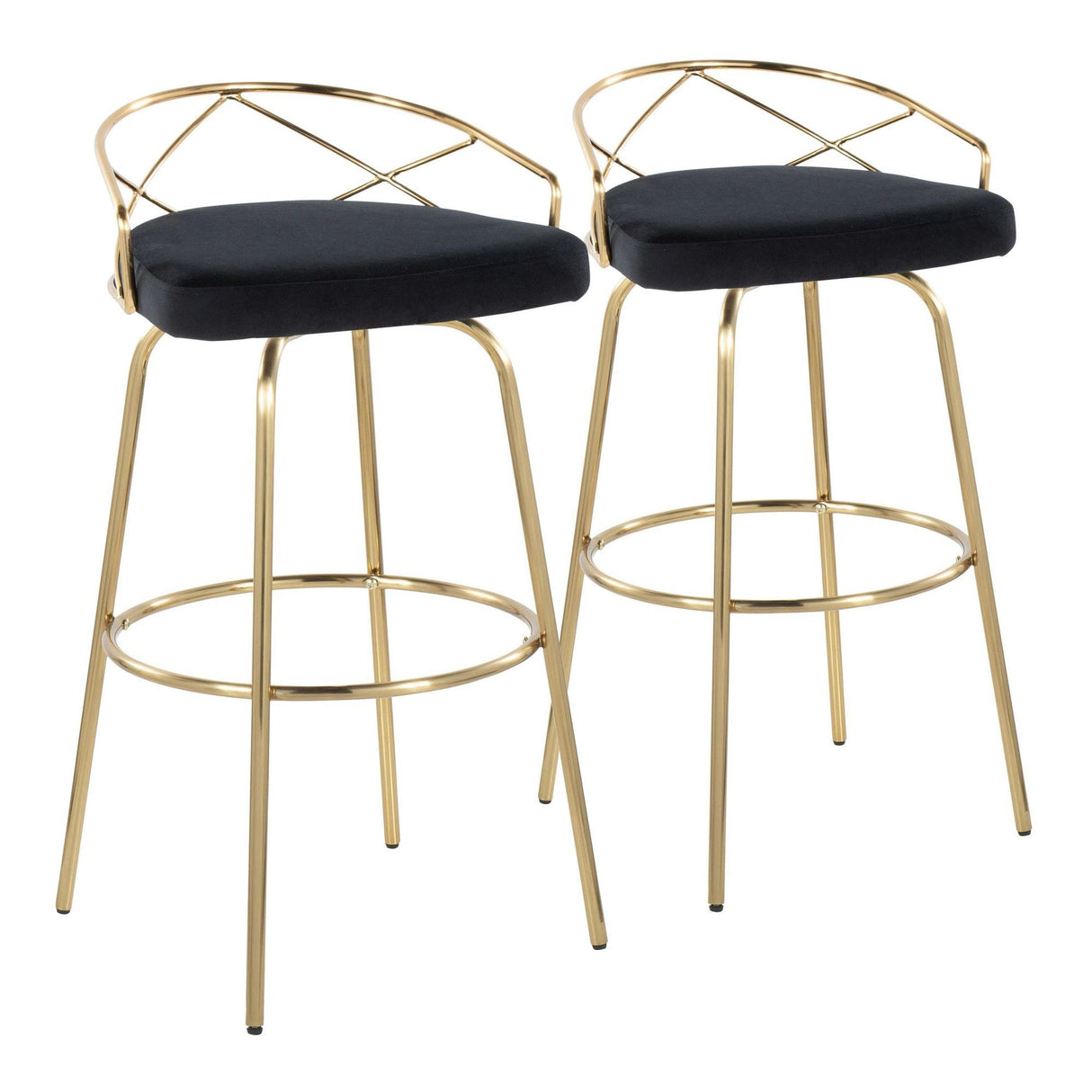 Charlotte - Glam 30" Fixed-Height Barstool (Set of 2) - Black