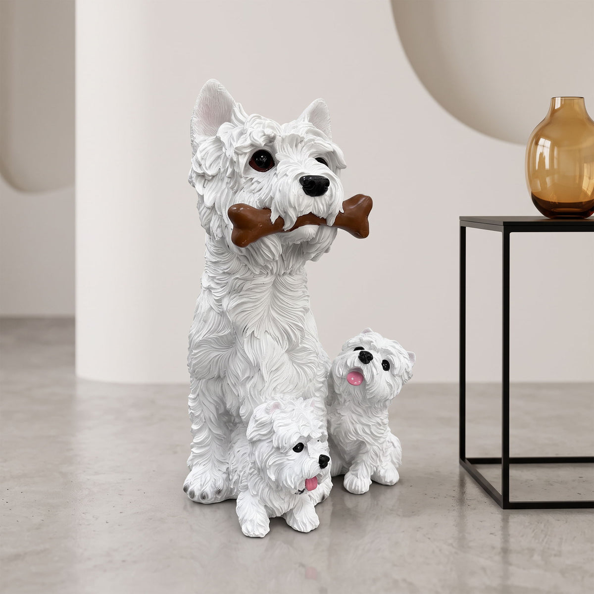 West Highland Terrier Garden Statue, Outdoor Decorative Sculpture - White