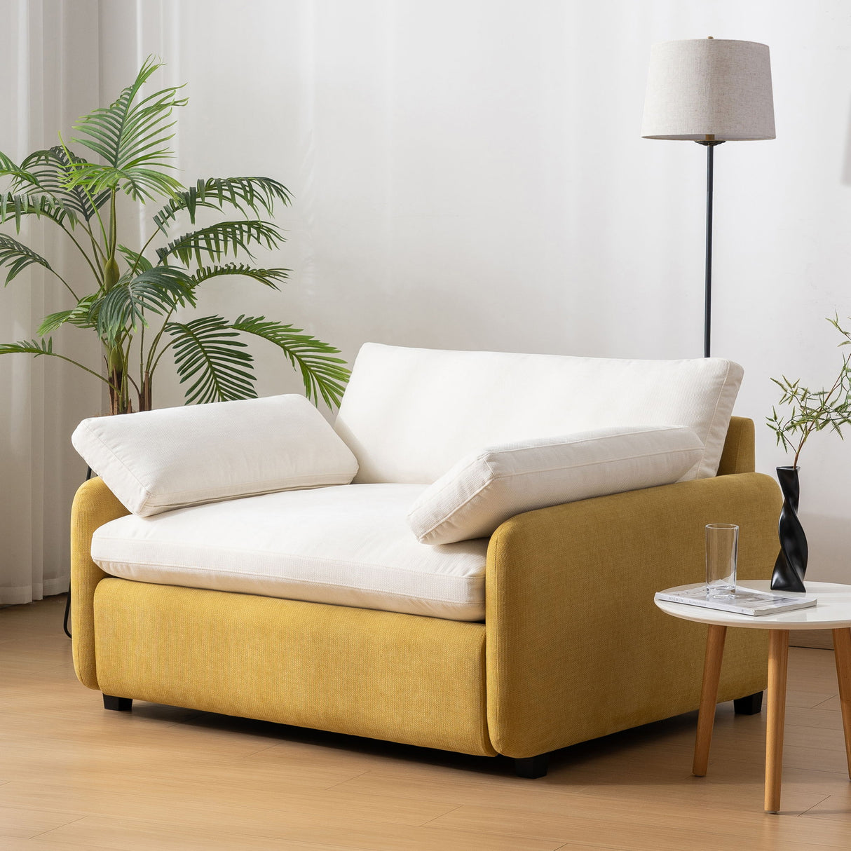 Oversized Single Sofa Chair Wide And Deep Seat, Modern Upholstered Comfy Blocking Couch Lounge With Pillows