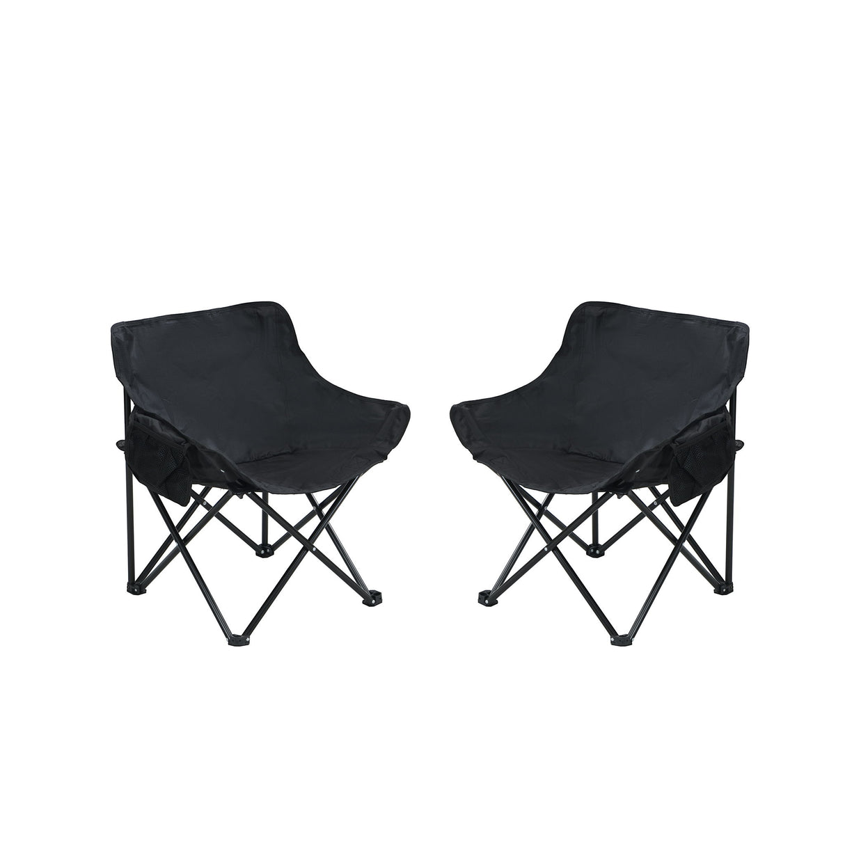 2 Pieces Outdoor Camping Chairs Folding / Portable, Comfortable Seating, Durable Steel Fram