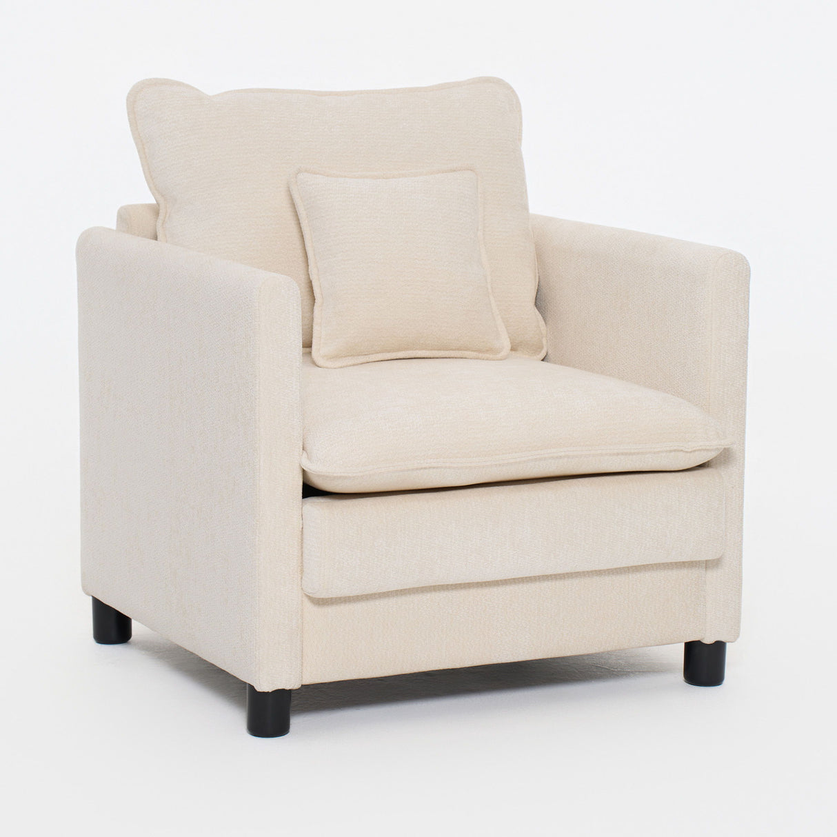 Single, Reading Armchair With 3 Pillow Comfort Set For Living Room - Beige