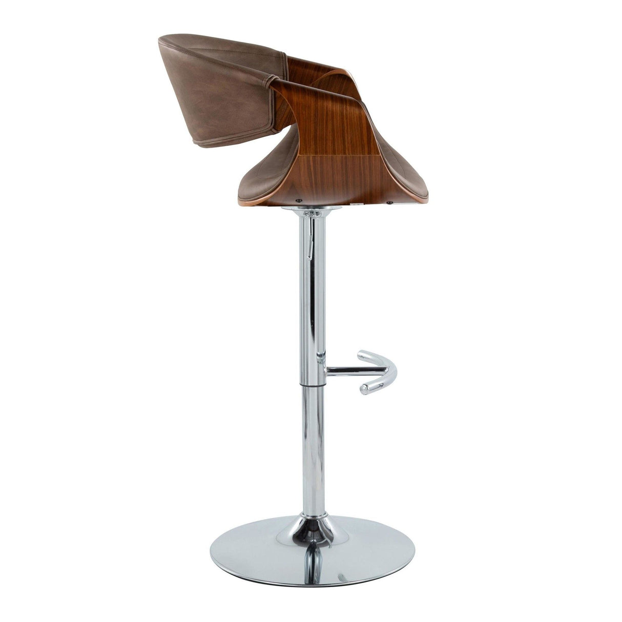 Symphony - Adjustable Barstool (Set of 2) - Chrome Base & Walnut Backrest