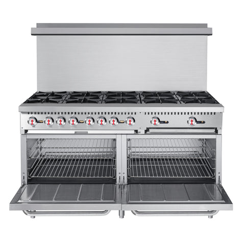 60 in. 10 Burner Commercial LP Range with Oven in Stainless-Steel (KM-CR60-LP)