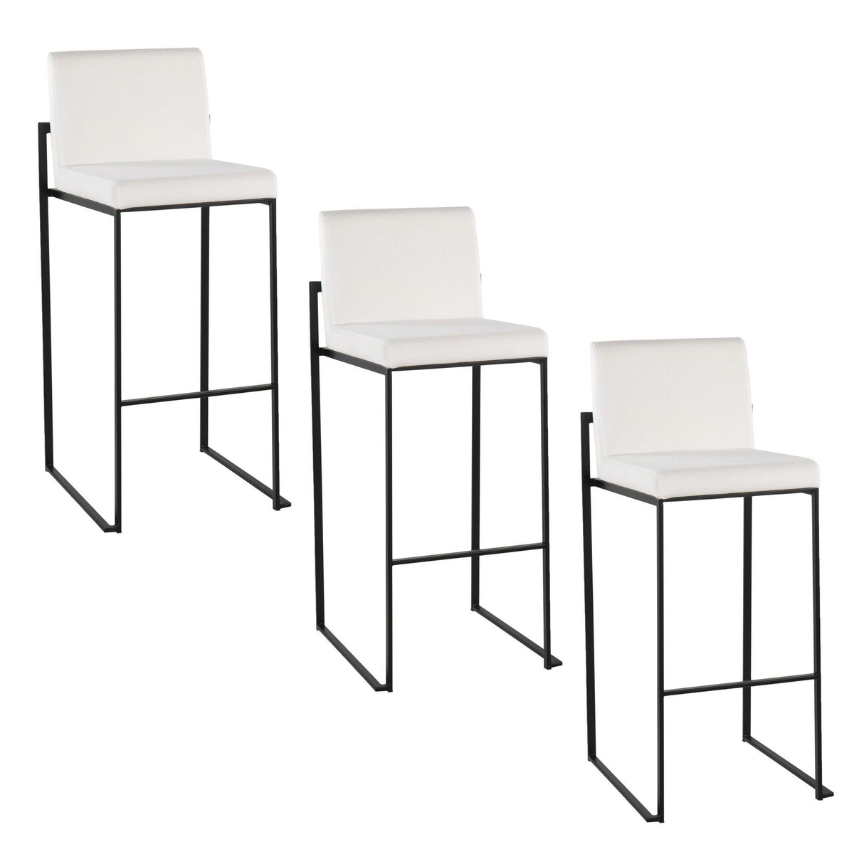 Fuji - High Back Barstool - Black Steel Legs