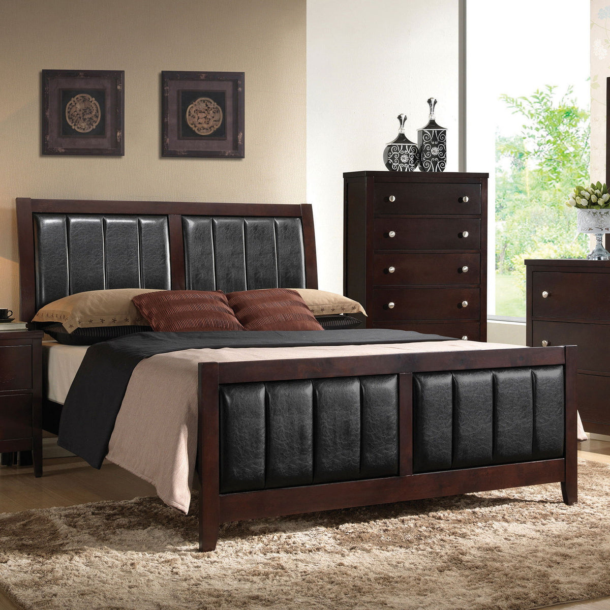 Upholstered Panel Bed With Headboard And Footboard