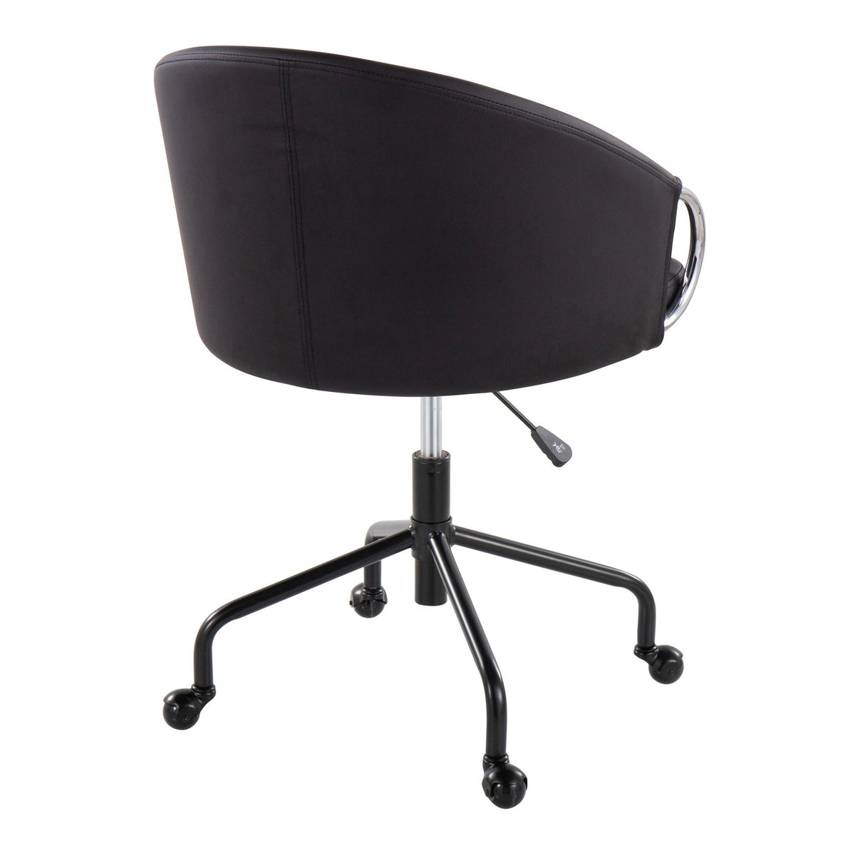 Claire - Contemporary/Glam Task Chair - Black Metal And Black Faux Leather With Silver Metal Accents