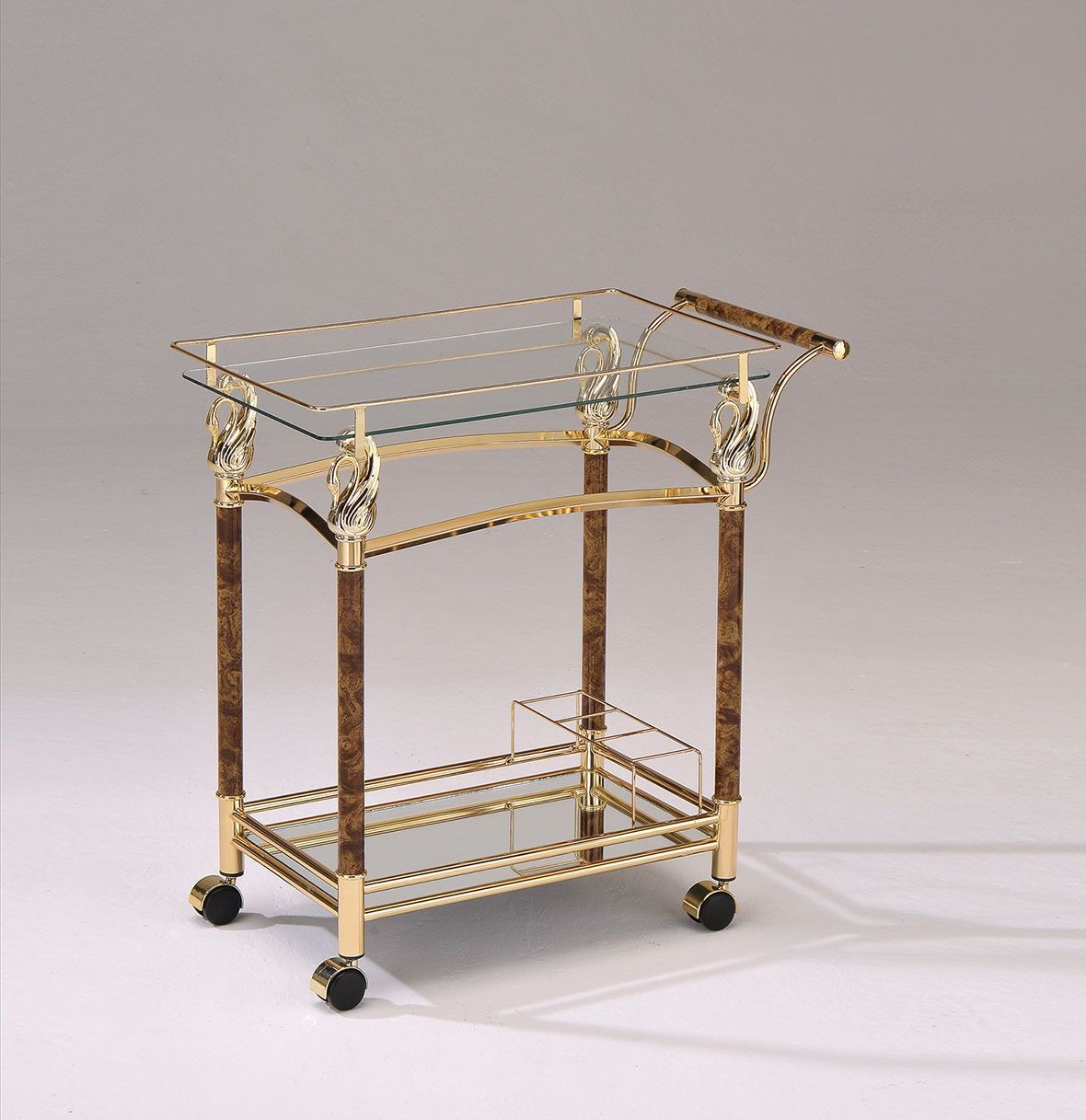 Helmut - Serving Cart - Clear Glass & Gold Plated