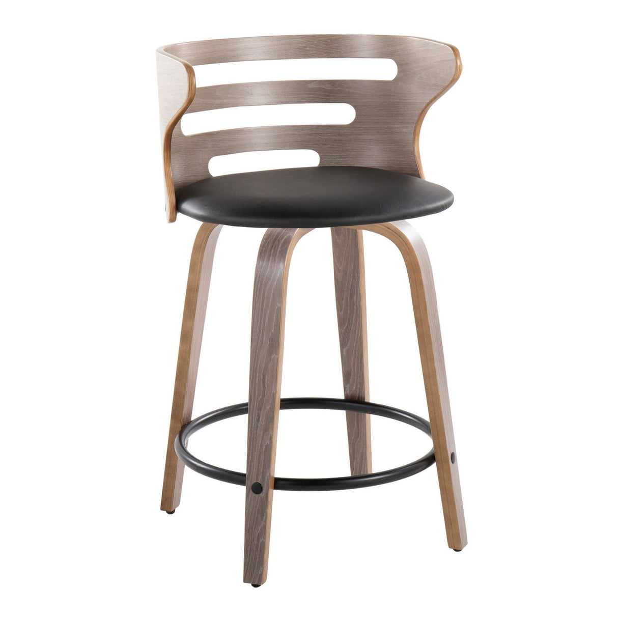 Cosi - Fixed-Height Swivel Counter Stool With Light Gray Wood Base (Set of 2)
