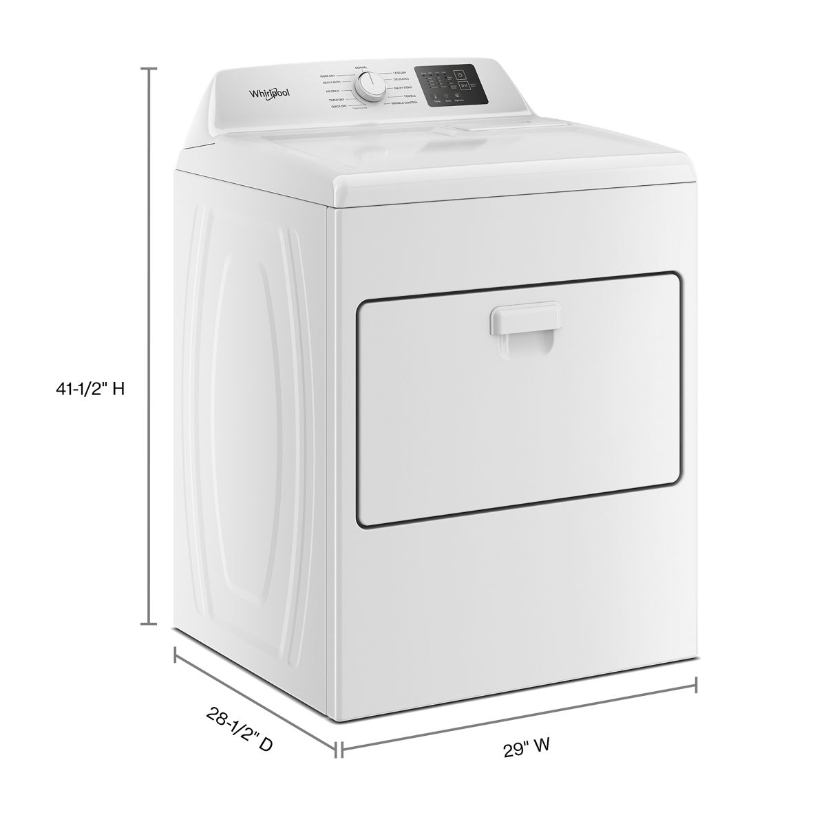 Whirlpool WGD4307SW dryer dimension diagram