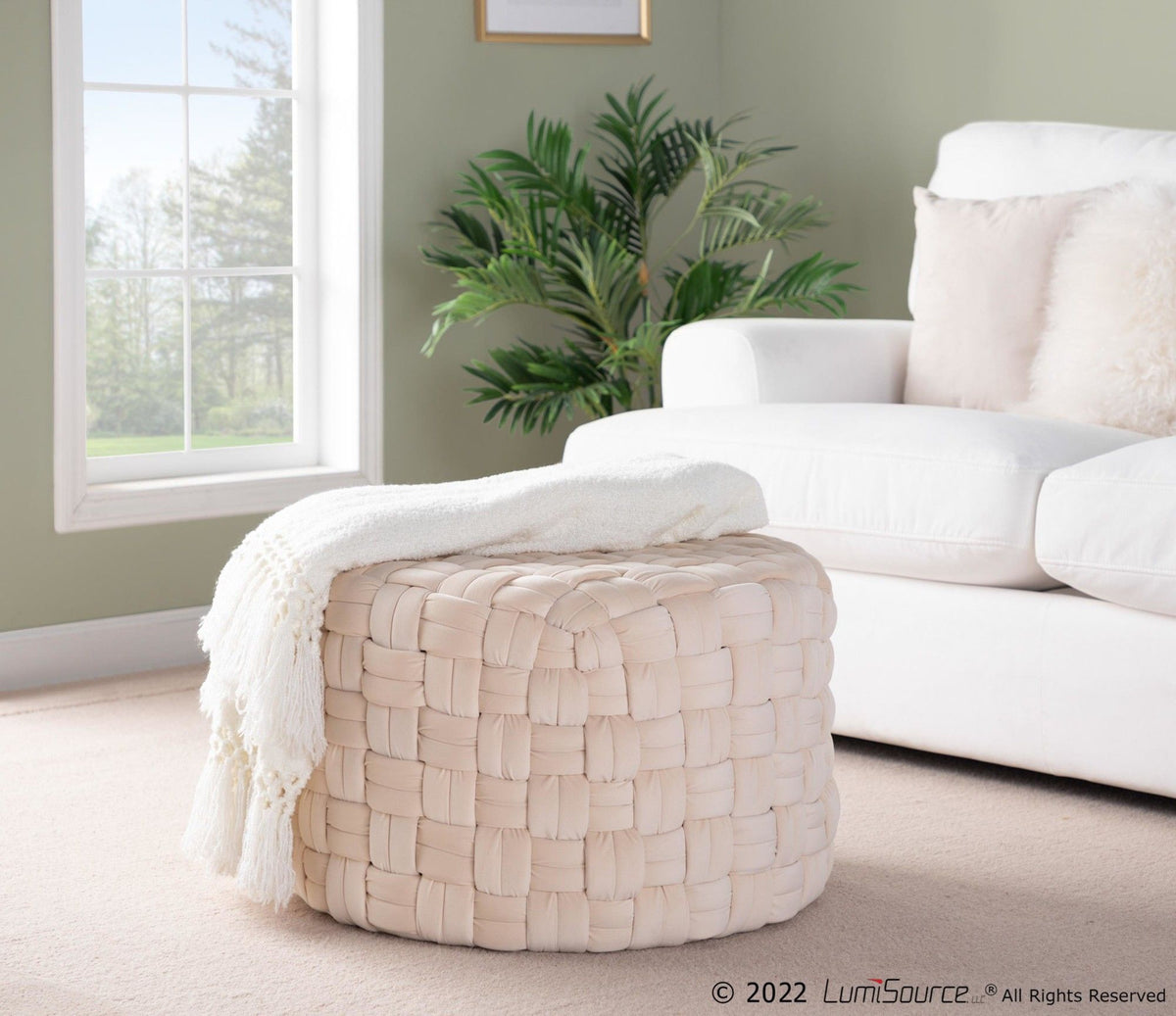 Braided - Round Velvet Ottoman