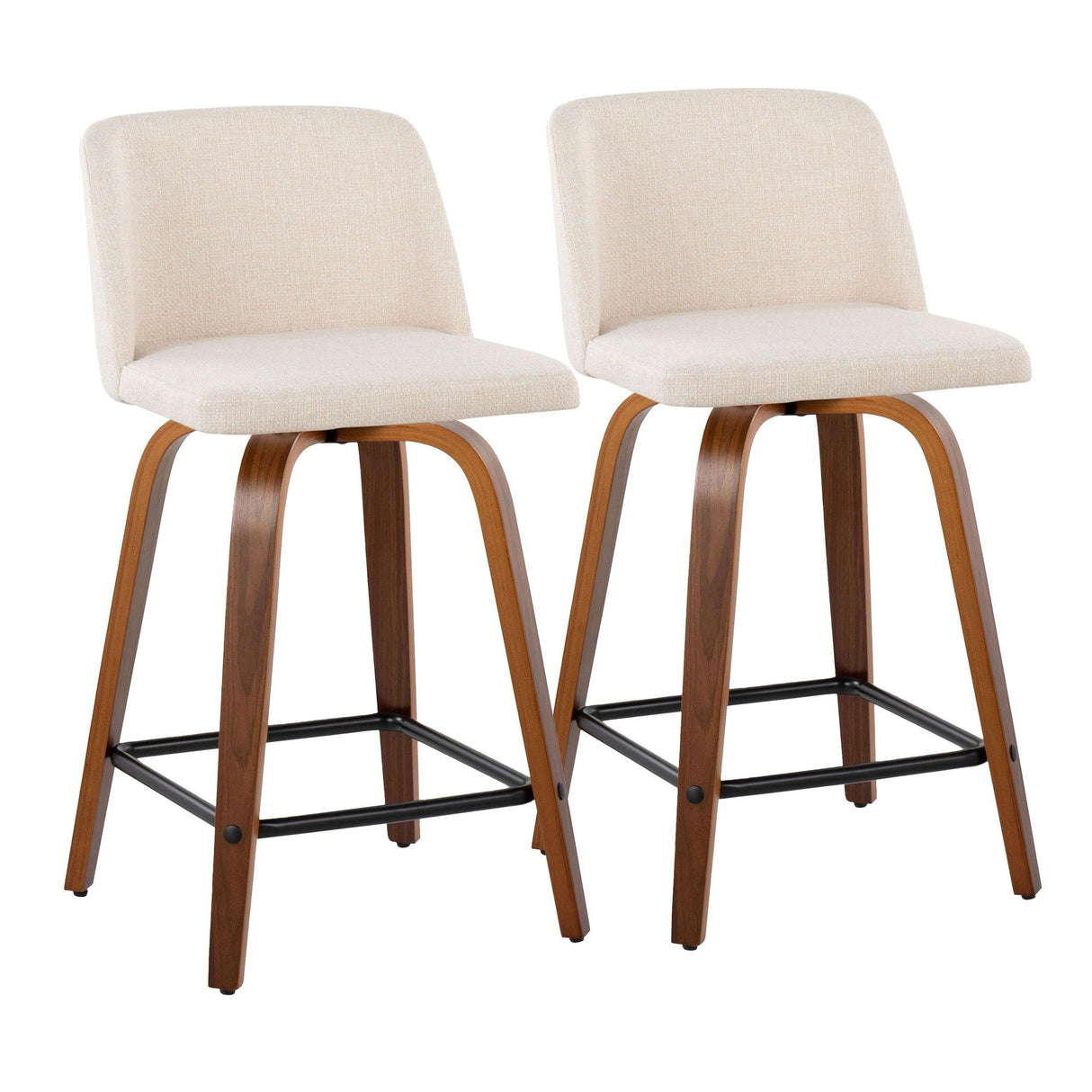 Toriano - 24" Fixed-Height Counter Stool (Set of 2) - Cream Noise And Dark Brown