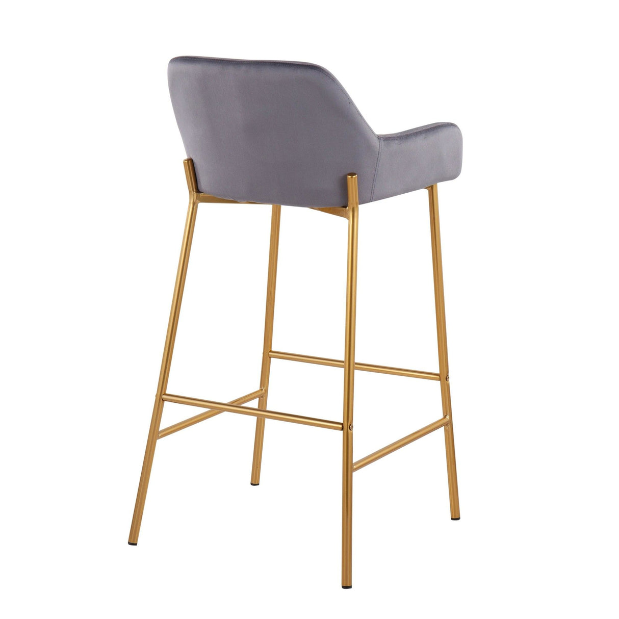 Daniella - Contemporary/Glam Fixed-Height Barstool (Set of 2) - Silver Velvet Fabric