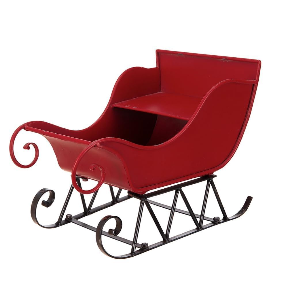 Iron Sleigh Large, Distressed Christmas Santa Sleigh Holiday Decoration