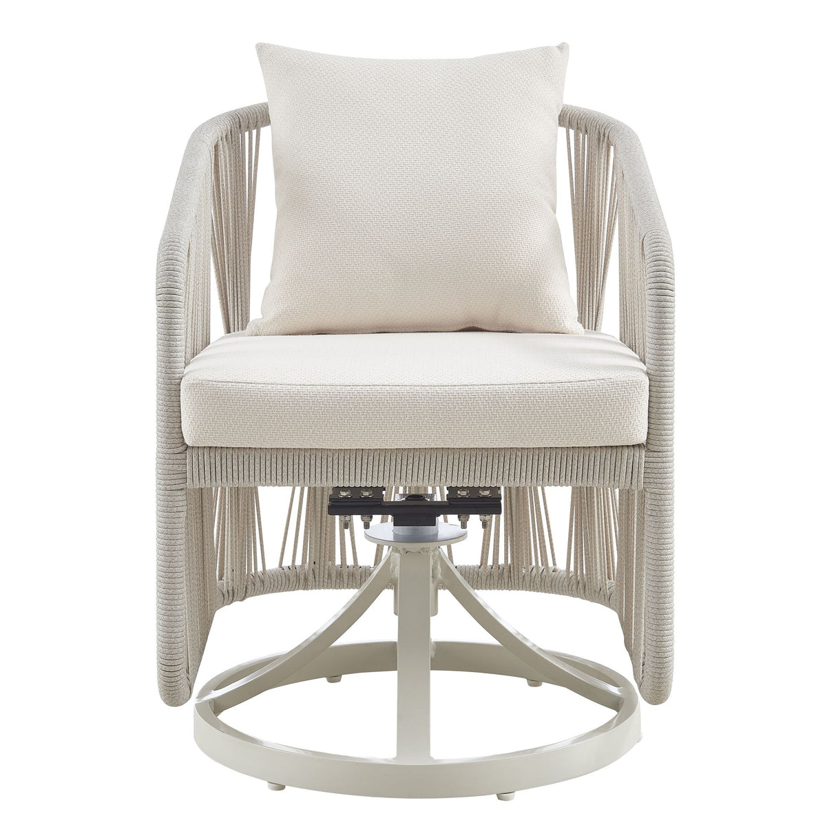 Breeze - Cream Metal Outdoor Swivel Dining Chair With Cushions - Pearl