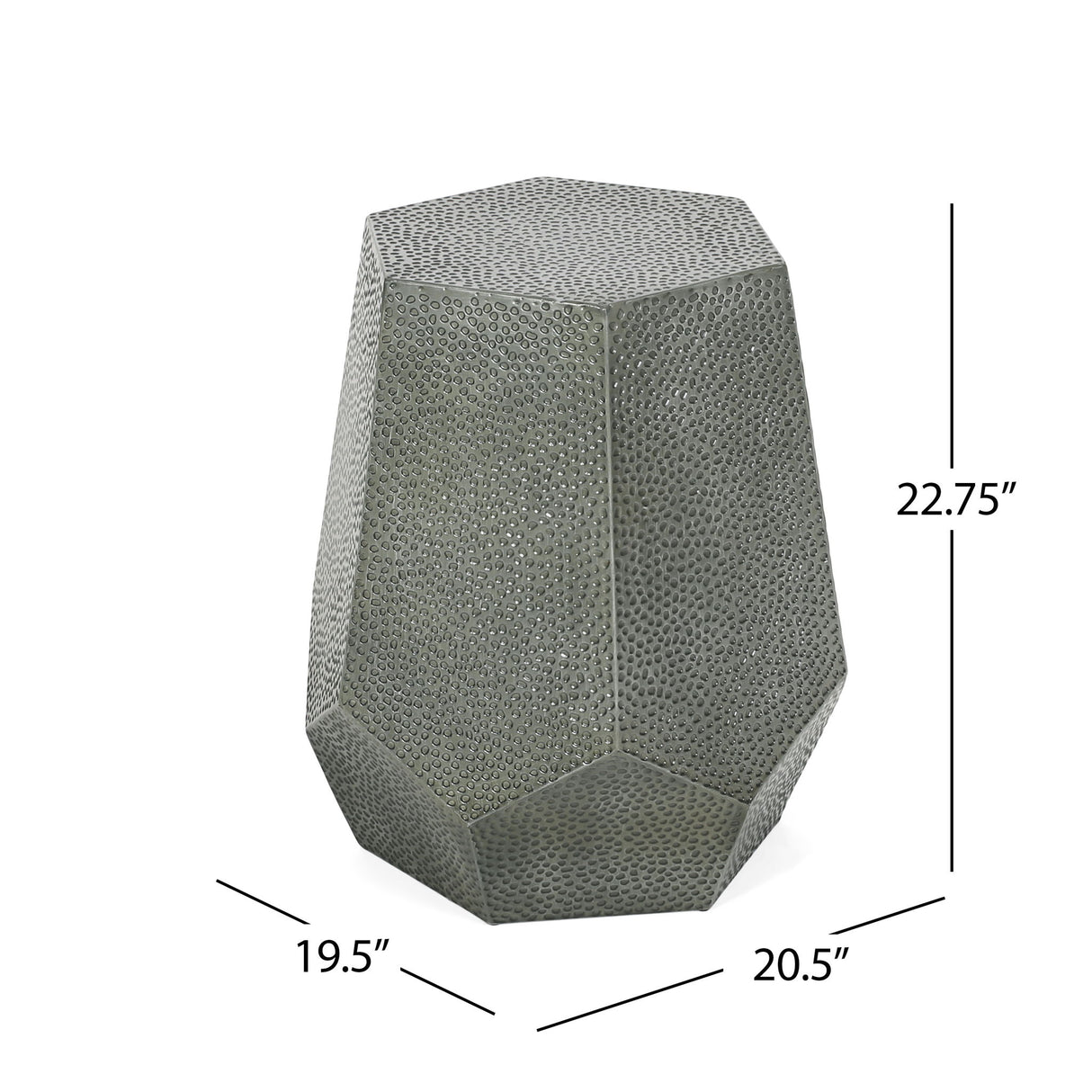 Modern Hammered Iron Geometric End Table