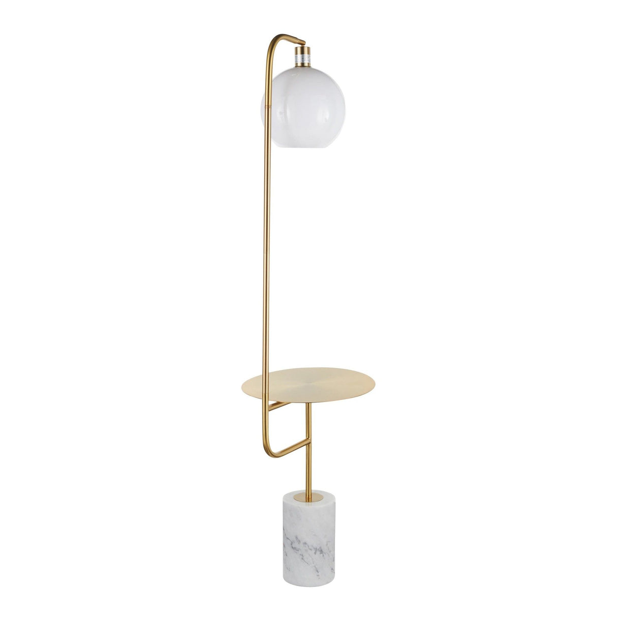 Symbol - Floor Lamp - Gold Metal Side Table And White Marble Base