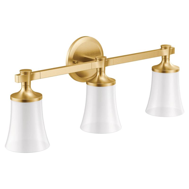 Flara Brushed gold three globe bath light - (YB0363BG)