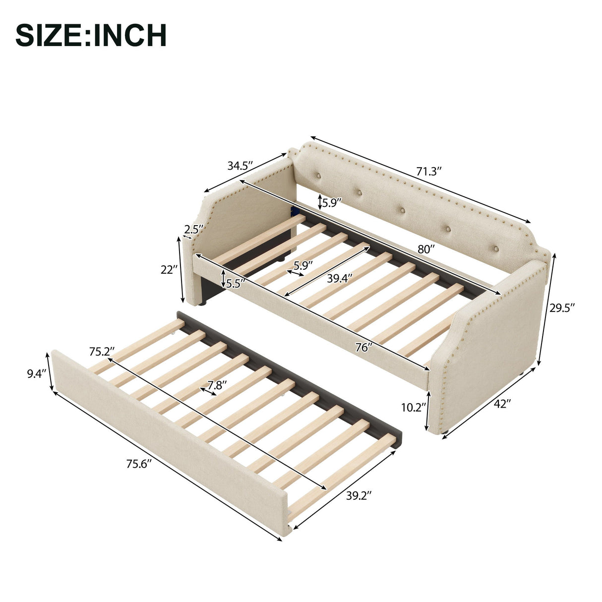 Upholstered Daybed With Trundle