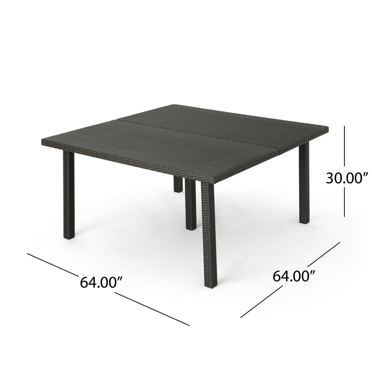Outdoor Square Rattan Wicker Dining Table - Gray