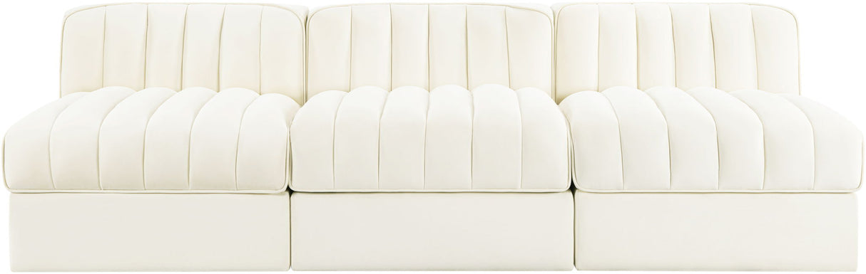 Rummi - Velvet Performance Fabric Upholstered 3 Piece Modular Armless Sofa