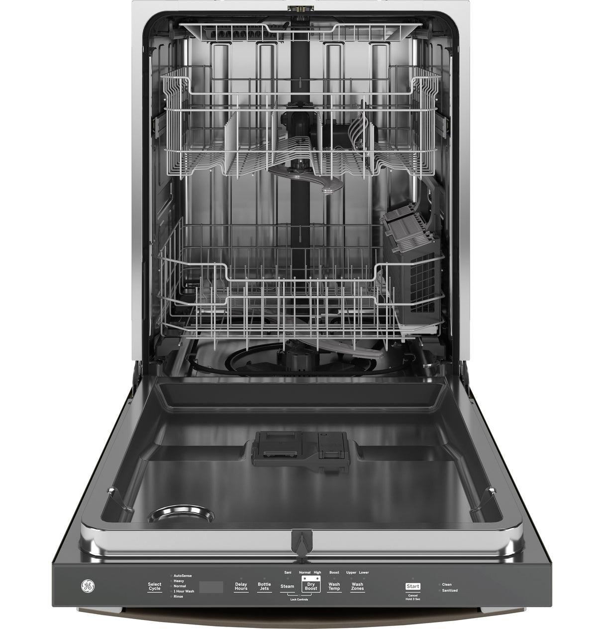 GE GDT670SMVES - 24 in. Top Control Flush-Mount Dishwasher with 45 dBa Sound Level, 3rd-Rack & Dry Boost - Slate