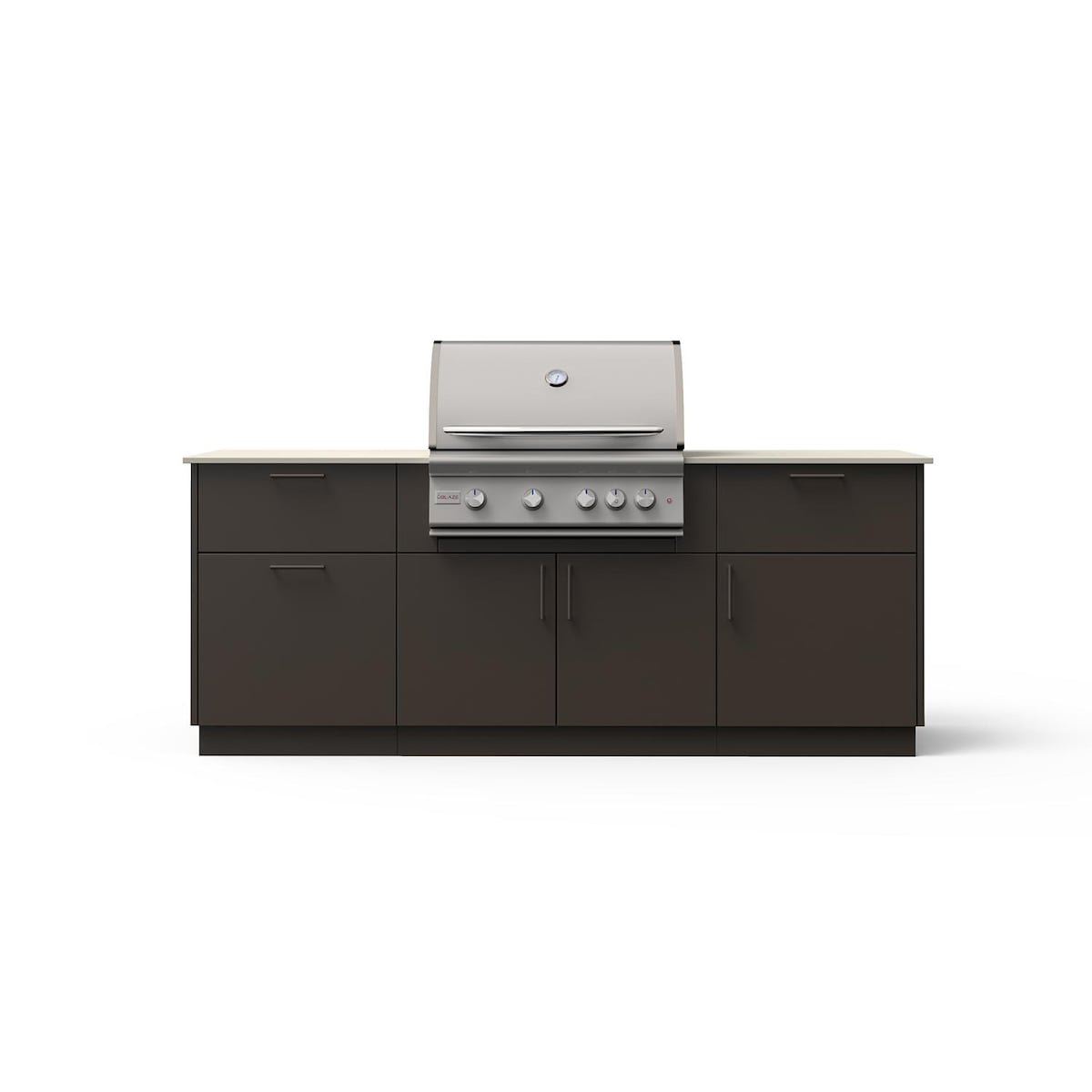 Blaze Sunrise 8-Ft Outdoor Kitchen Island w/ 32-Inch LTE+ Propane Grill in Architectural Bronze w/ Aeris Countertop