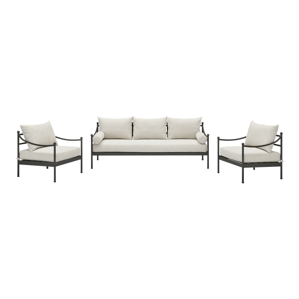Leni - 3-Piece Outdoor Conversation Set - Moonveil / Warm Gray