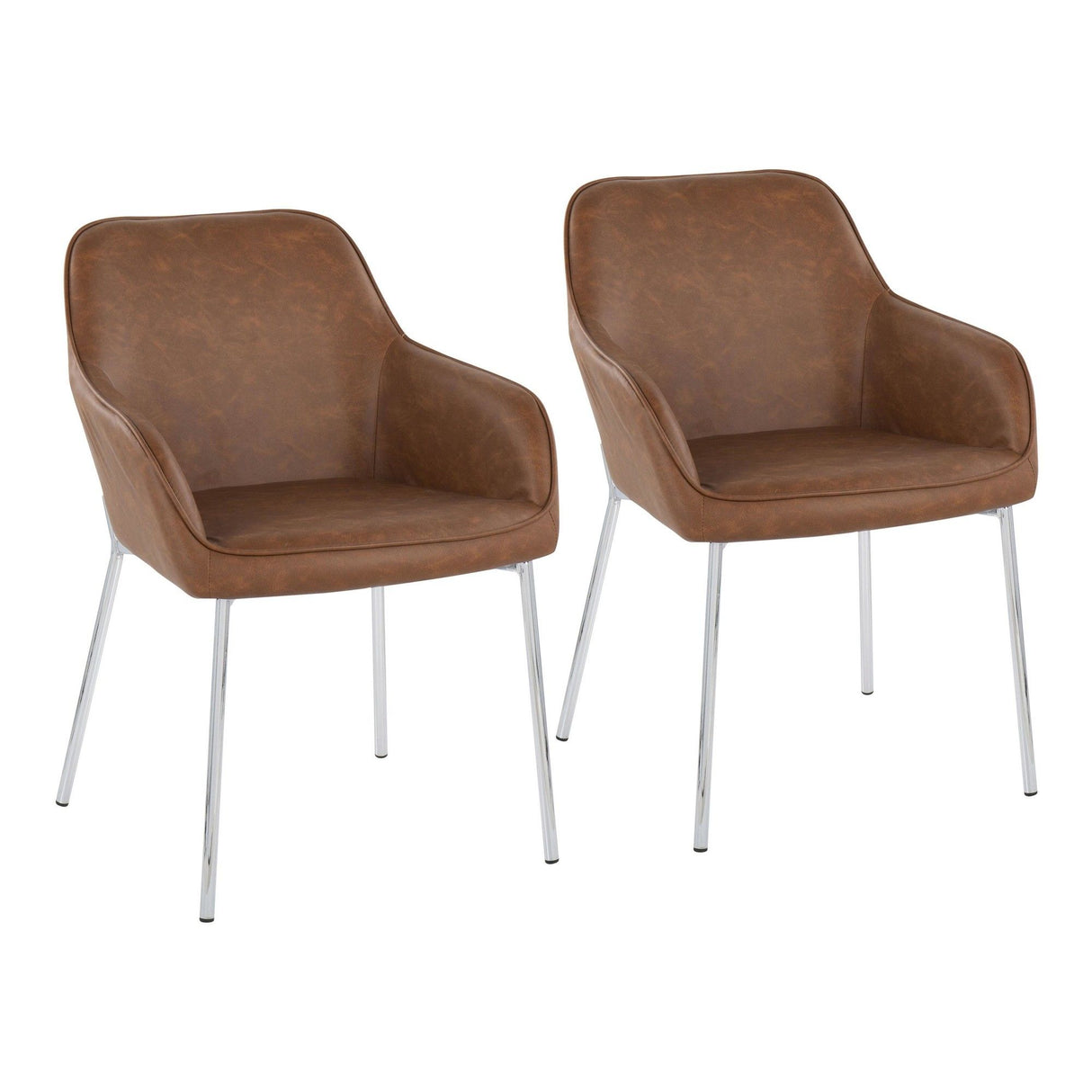 Daniella - Dining Chair (Set of 2) - Chrome Steel And Camel Faux Leather