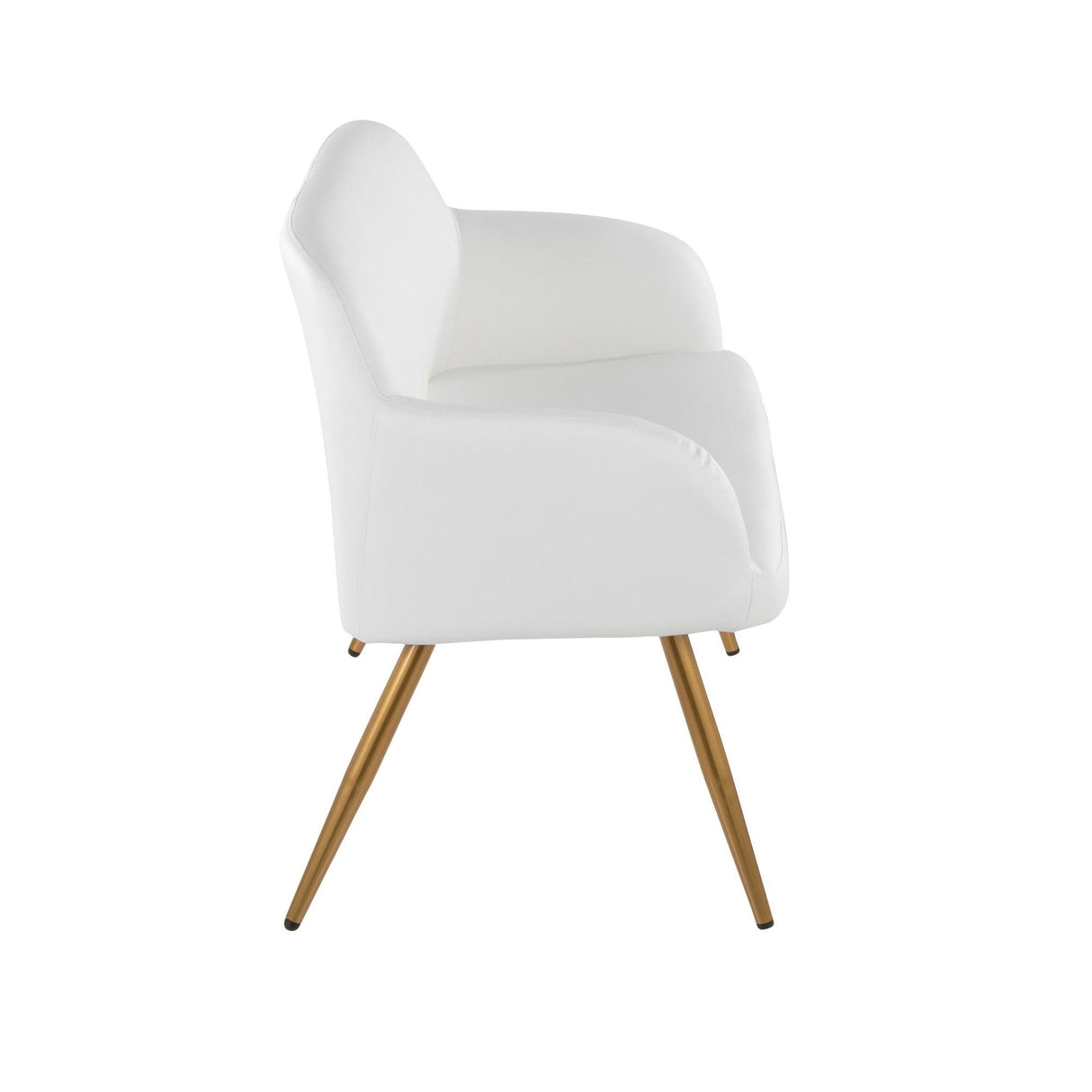 Daniella - High Back Bench - Gold Steel, White Faux Leather