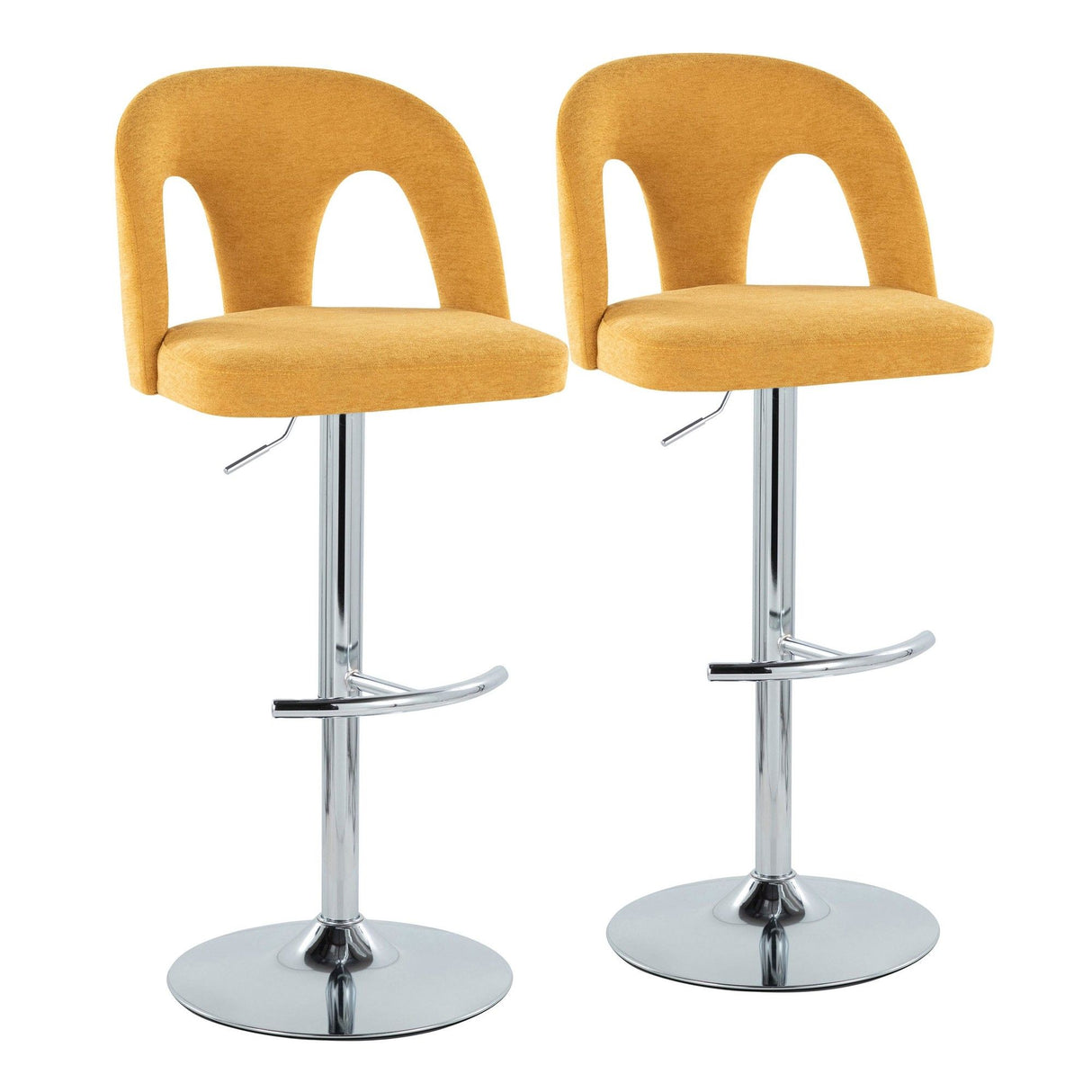 Ava - Upholstered Adjustable Barstool (Set of 2) - Chrome Metal