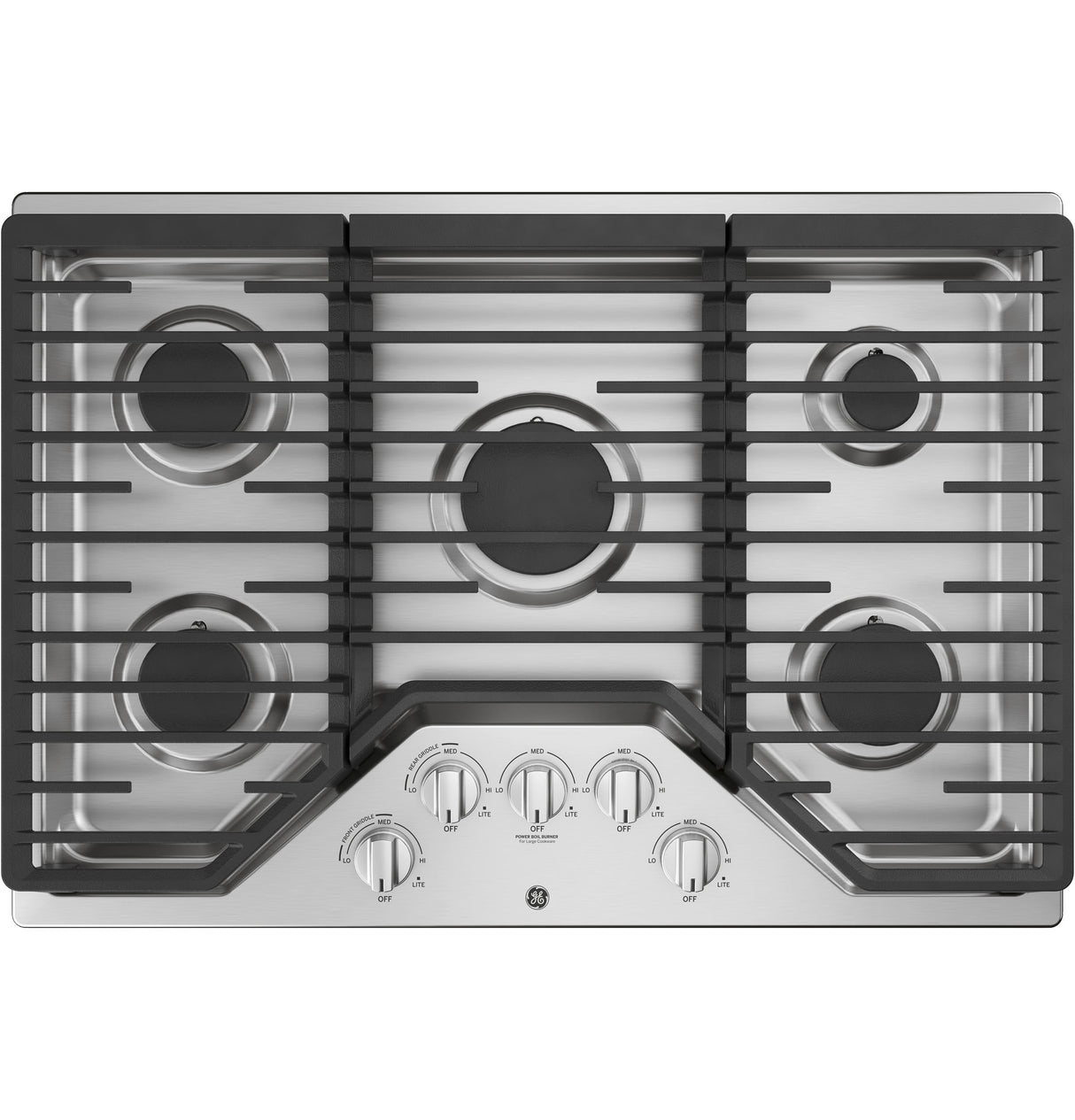 GE JGP5030SLSS - 30 in. 5-Burner Natural Gas Cooktop with Simmer Burner, Power Burner and Dishwasher Safe Grates - Stainless Steel