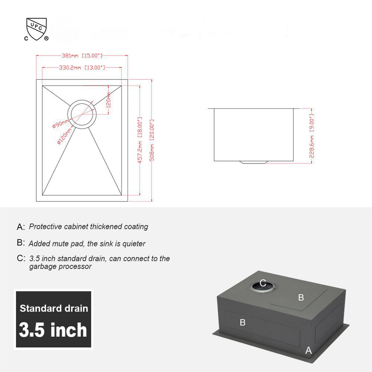 Modern Style Undermount Sink With Stainless Steel, Deep Single Bowl