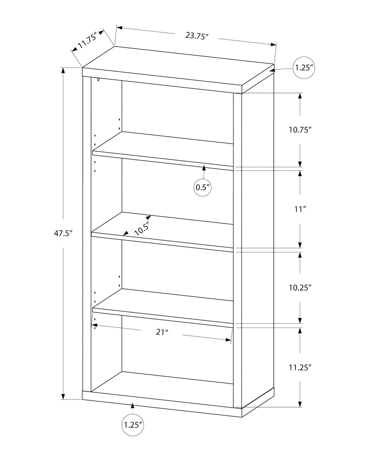 Bookshelf, Bookcase, Etagere, 5 Tier, For Office, Contemporary & Modern - Taupe