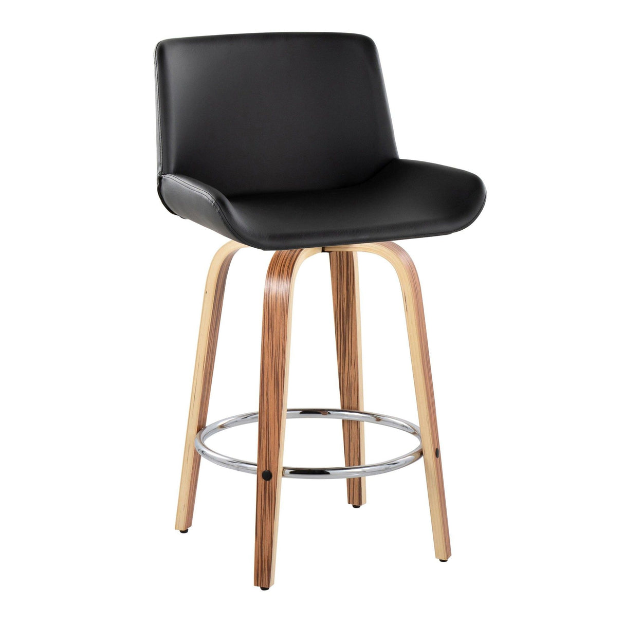 Santi - 25" Fixed-Height Counter Stool With Swivel - Zebra Wood (Set of 2)
