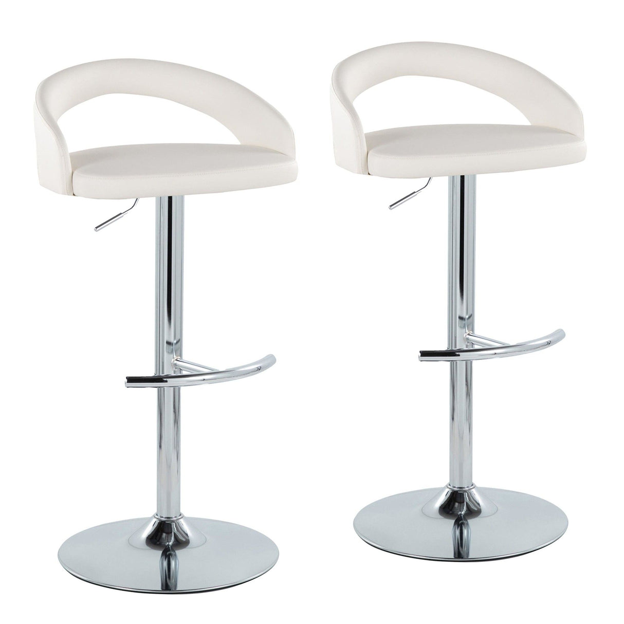 Grotto - Upholstered Adjustable Barstool - Chrome Metal Base