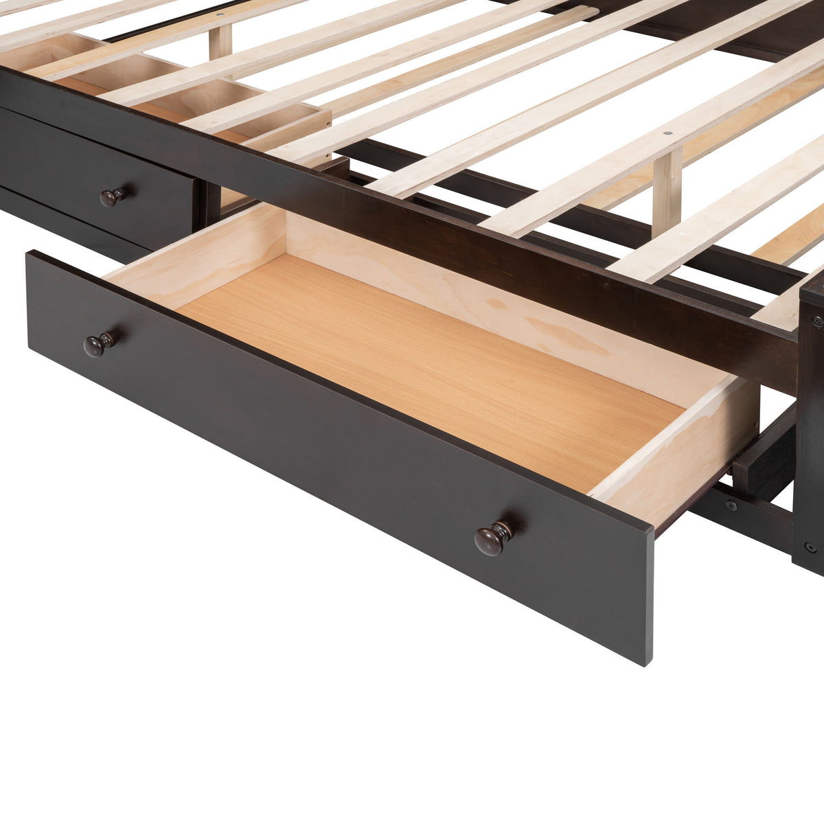 Bed With All In One Cabinet, Shelf And Sockets, Twin Long Trundle