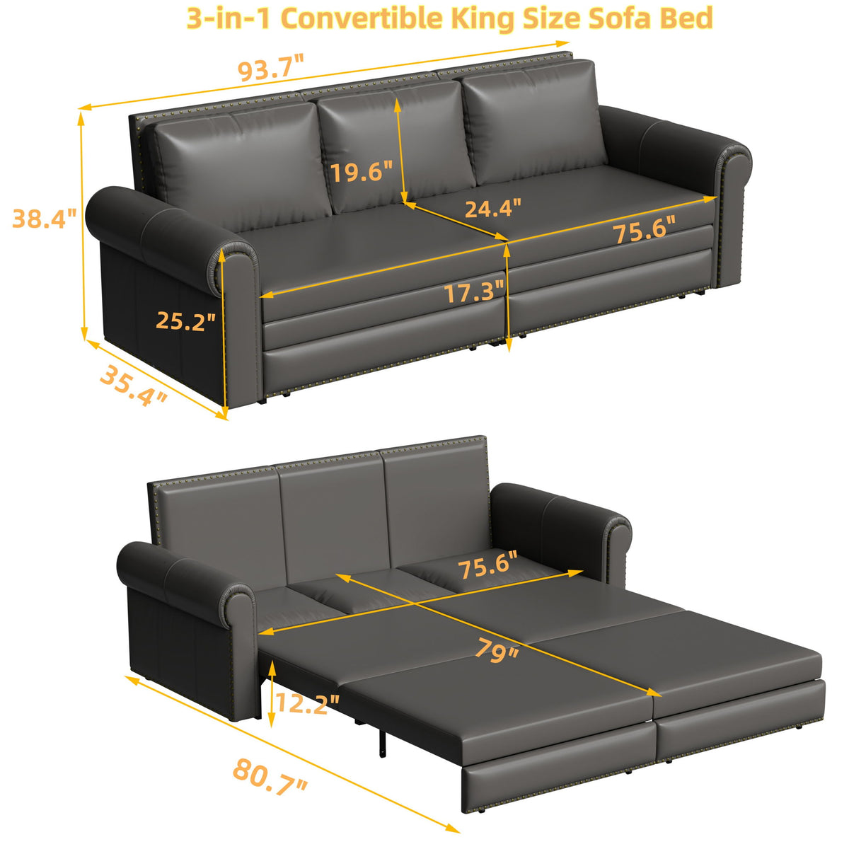Chesterfield Sofa & Pull Out Bed
