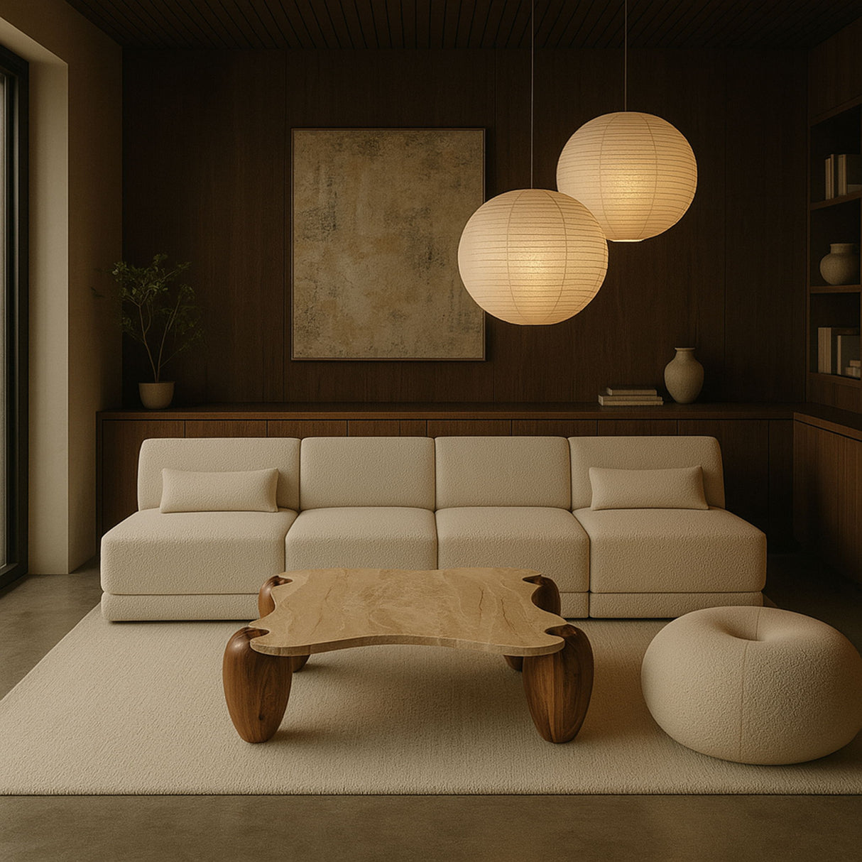 Liona - Marble And Acacia Wood Coffee Table