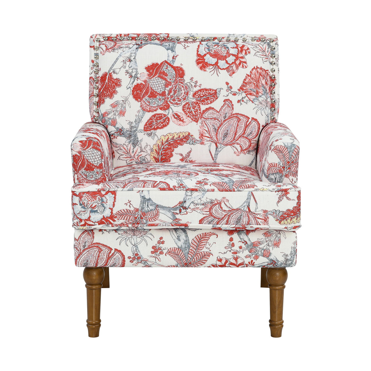 Floral Accent Armchair With Nailhead Trim