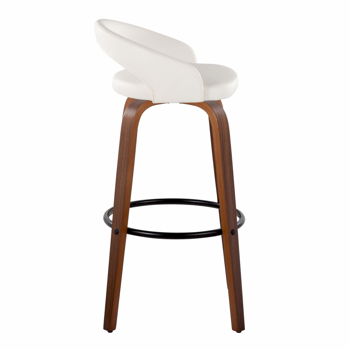 Grotto - Upholstered Fixed-Height Barstool (Set of 2) - Walnut Wood