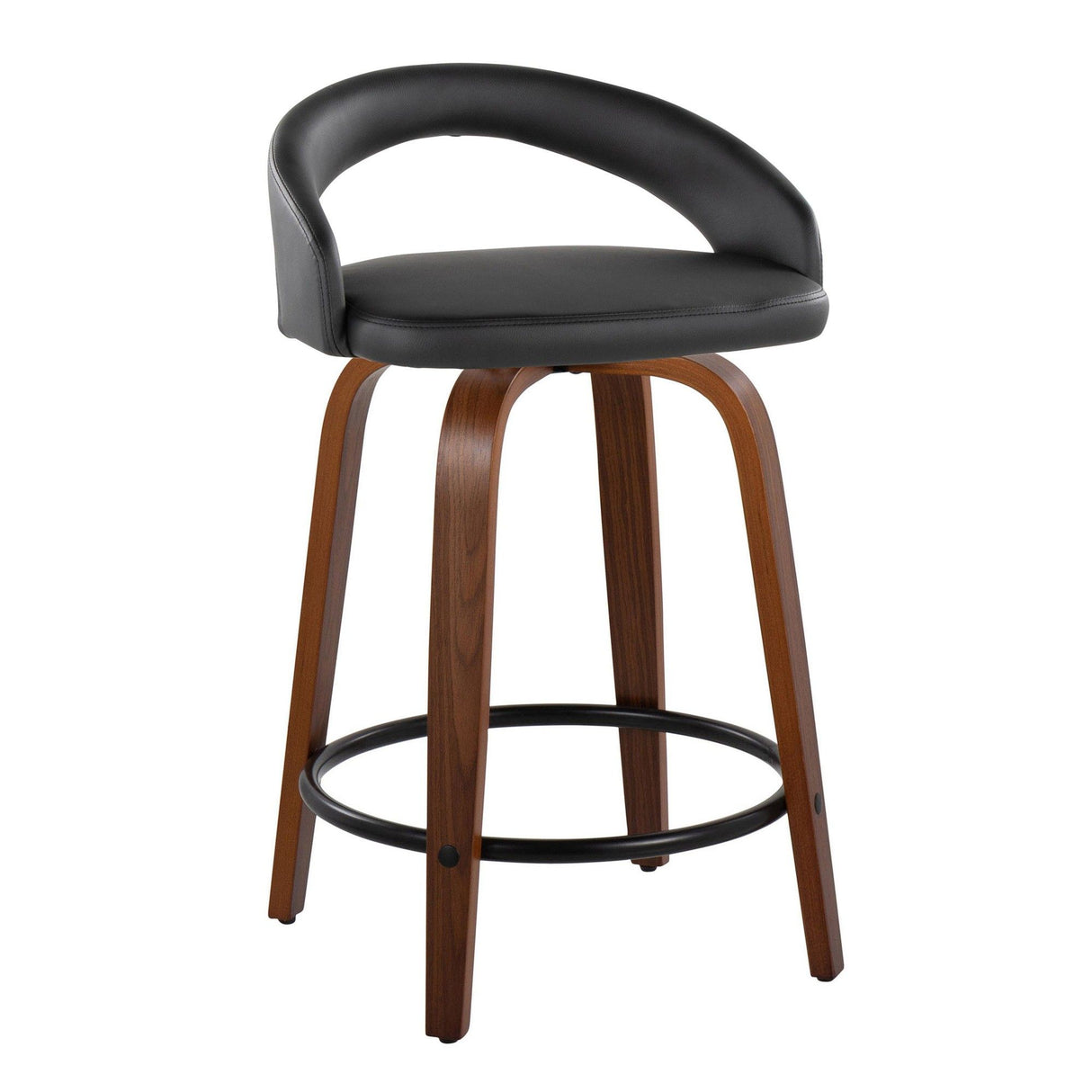 Grotto - 31" Upholstered Fixed-Height Counter Stool (Set of 2) - Walnut Wood Base