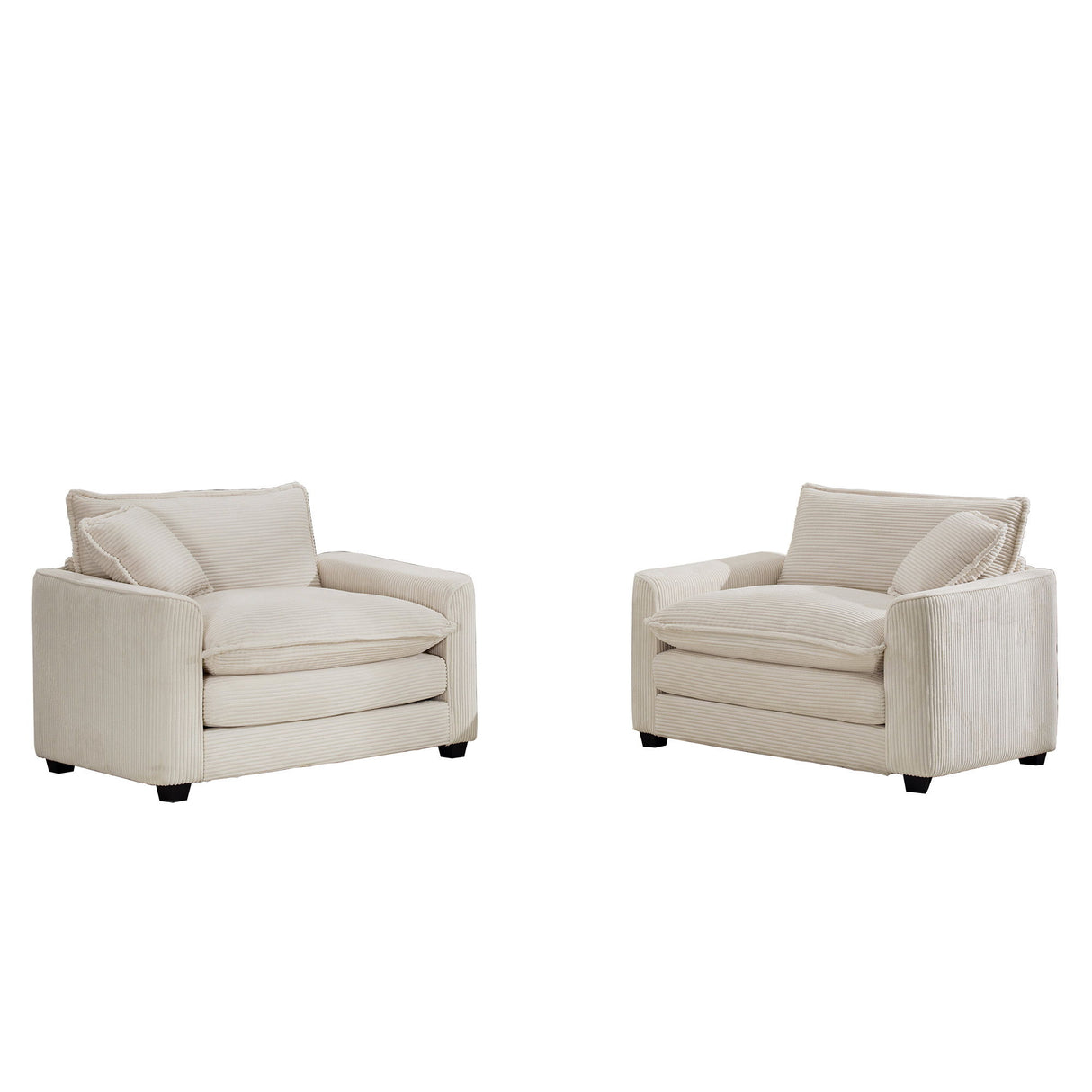 Modern Classic Corduroy Fabric Single Chair Deep Seat Sofa With Pillow