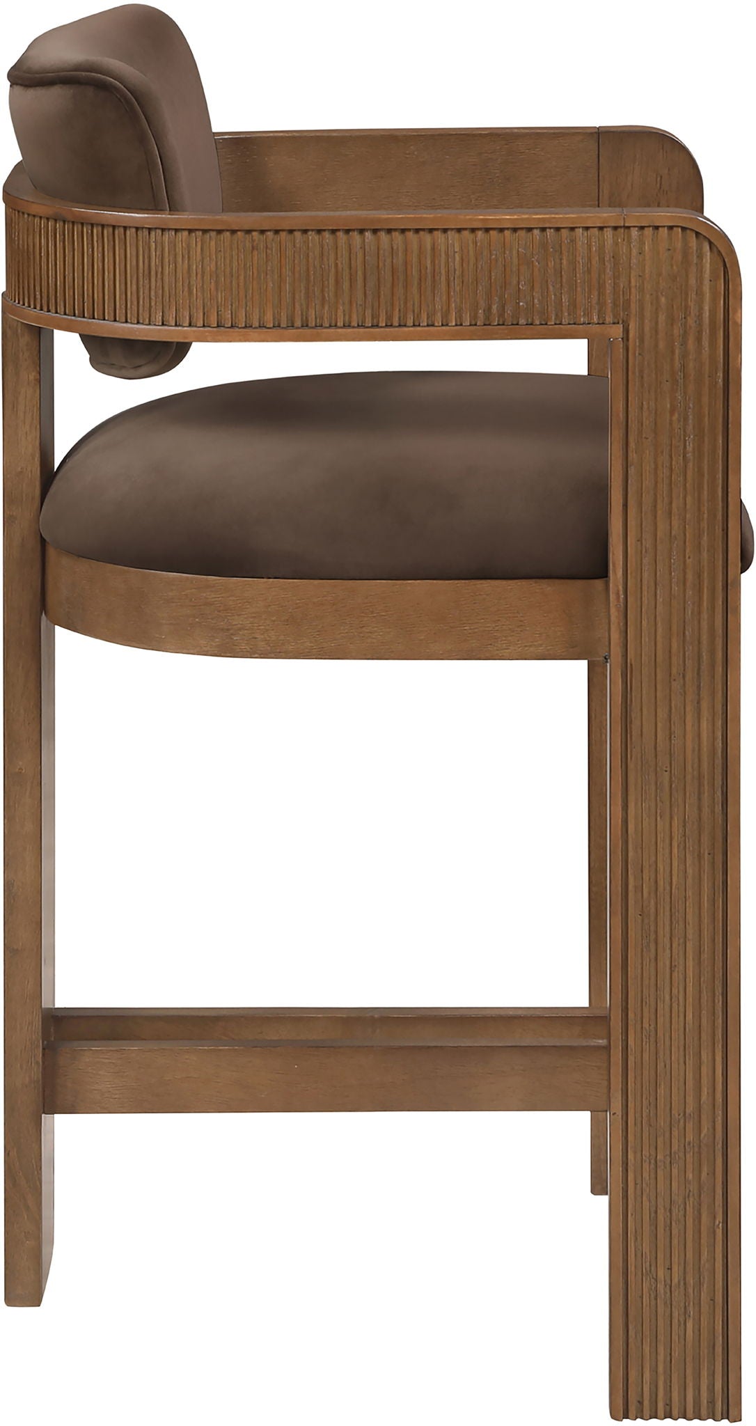 Sacha - Velvet Stool With Brown Base