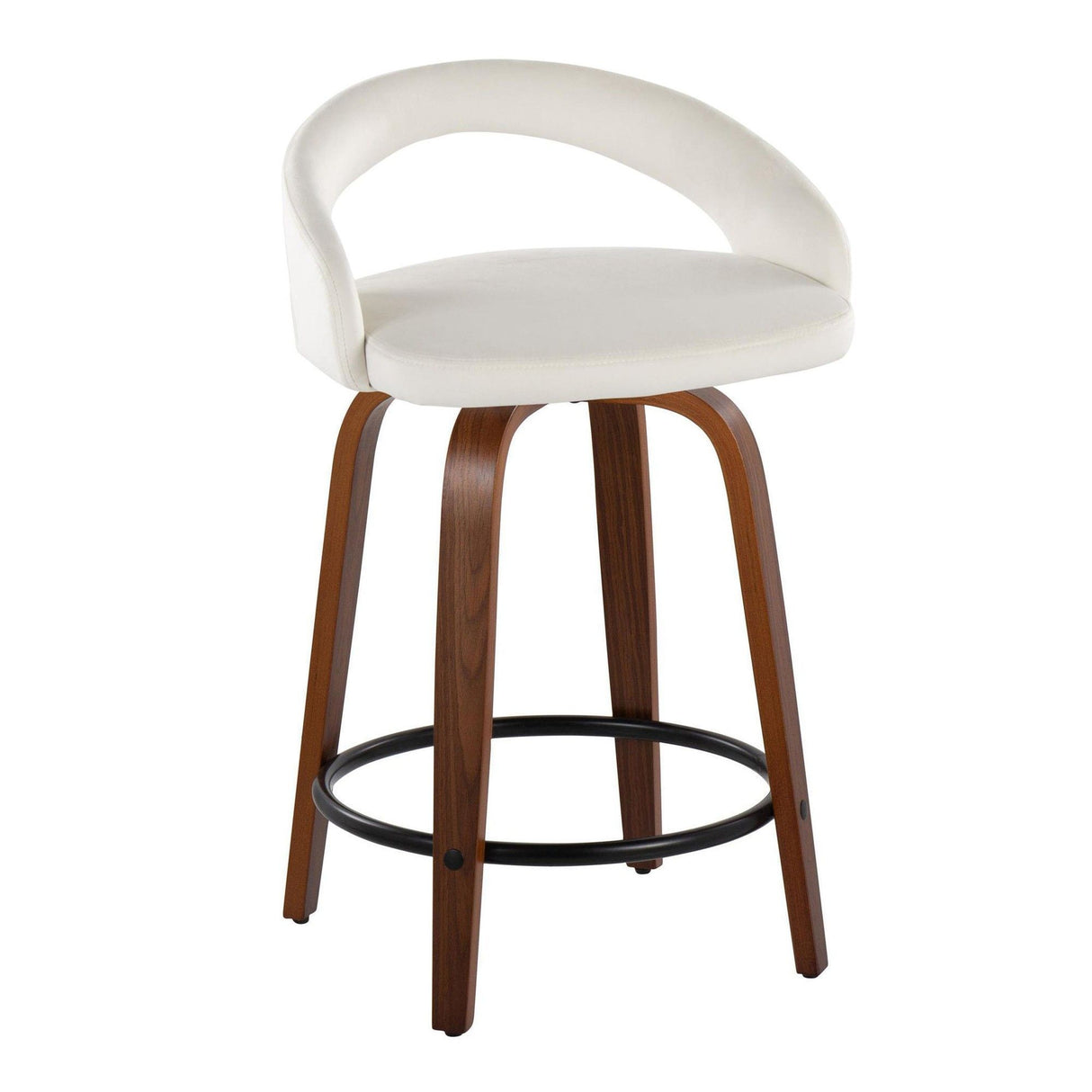 Grotto - 31" Upholstered Fixed-Height Counter Stool (Set of 2) - Walnut Wood Base