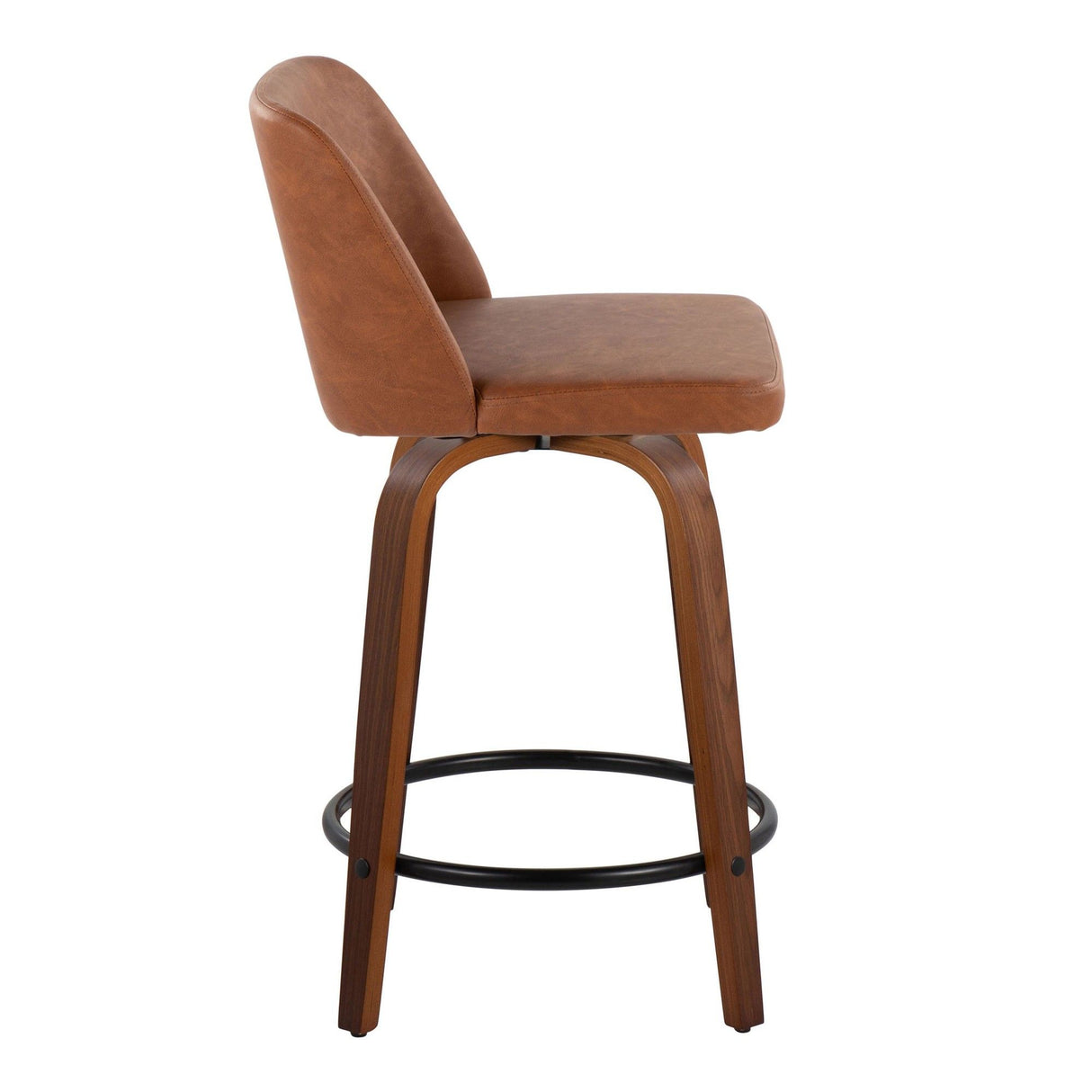Toriano - 24" Fixed-height Counter Stool (Set of 2) - Walnut And Black Round Footrest