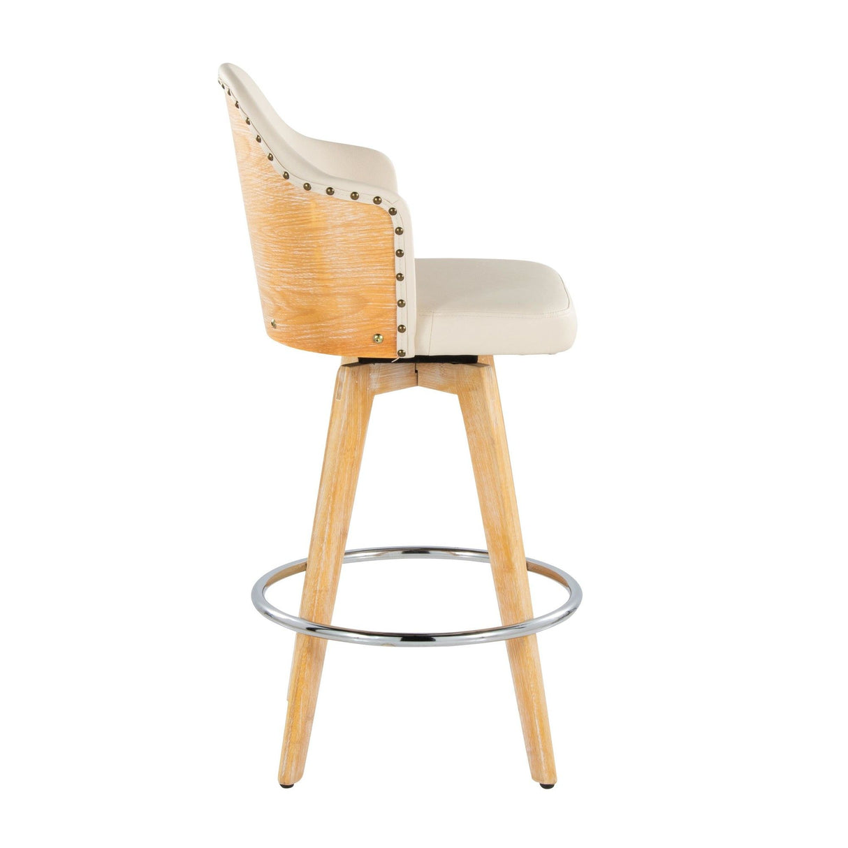 Ahoy - Contemporary Fixed-Height Counter Stool With Natural Bamboo Frame (Set of 2)