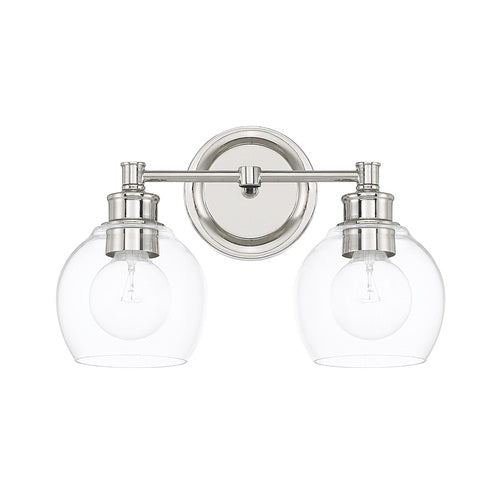 Capital Lighting 121121PN426 Mid-Century 2 Bulb Bathroom Light - Polished Nickel