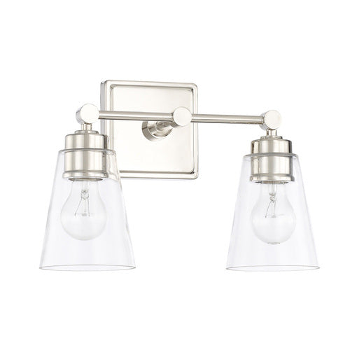 Capital Lighting 121821PN432 Rory 2 Bulb Bathroom Light - Polished Nickel