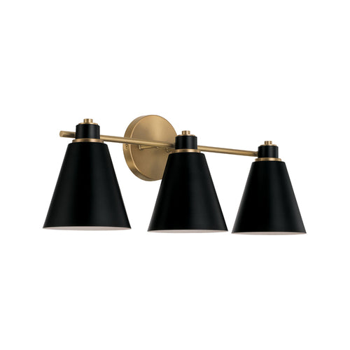 Capital Lighting 150131AB Bradley 3 Bulb Bathroom Light - Aged Brass and Black