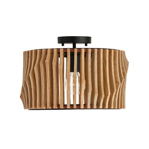 Capital Lighting 244632WK Archer Semi Flush Mount Ceiling Light - Light Wood and Matte Black